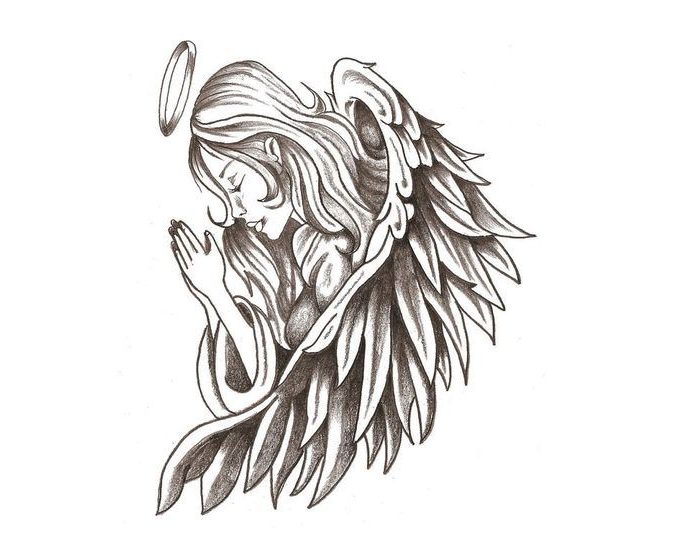 Praying Angel Drawing Sketch