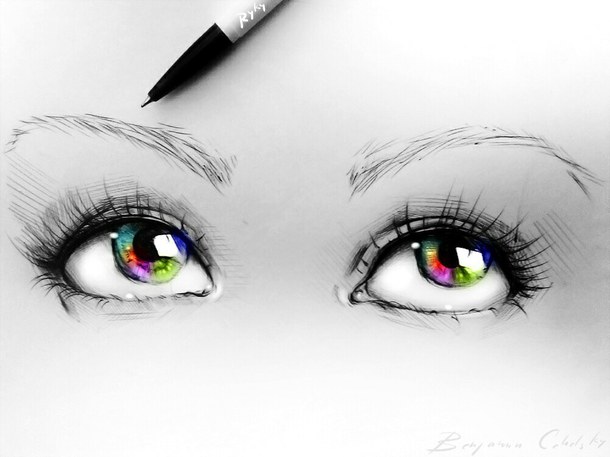 Rainbow Eyes Drawing Art