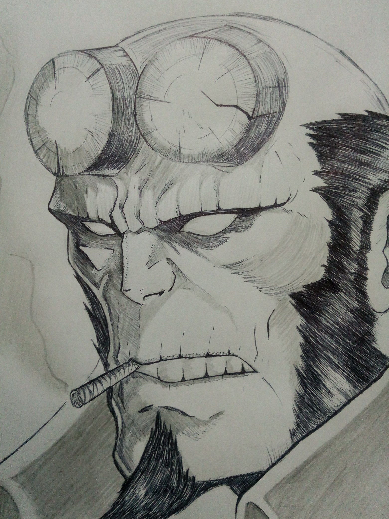Realistic Hellboy Drawing Picture