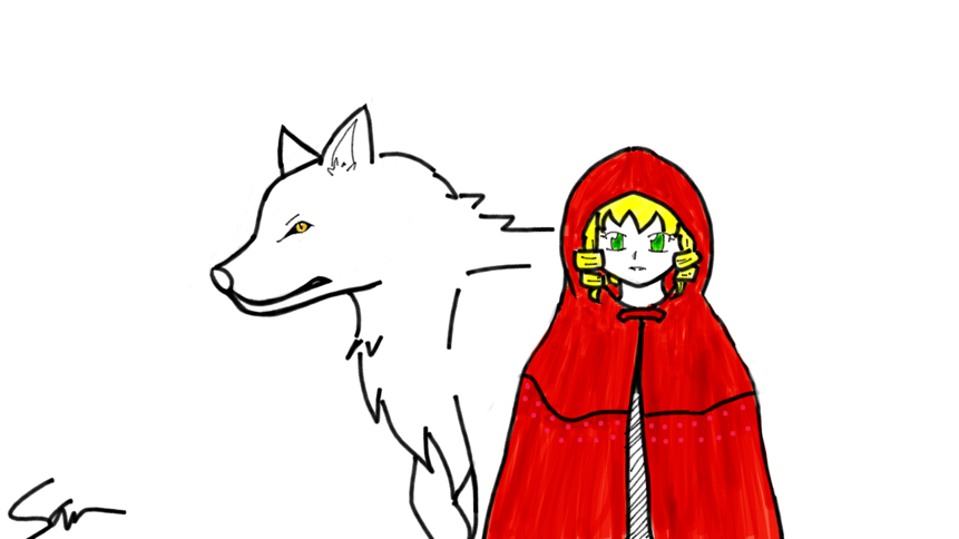Riding Hood And The Wolf Drawing Picture