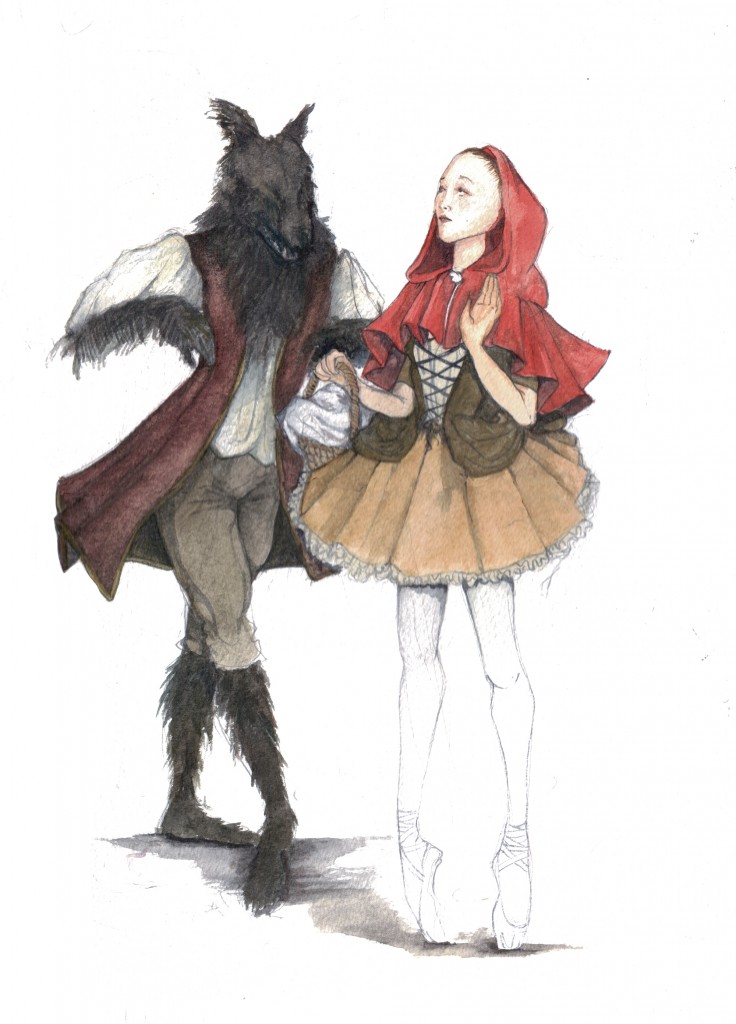 Riding Hood And The Wolf Drawing Sketch