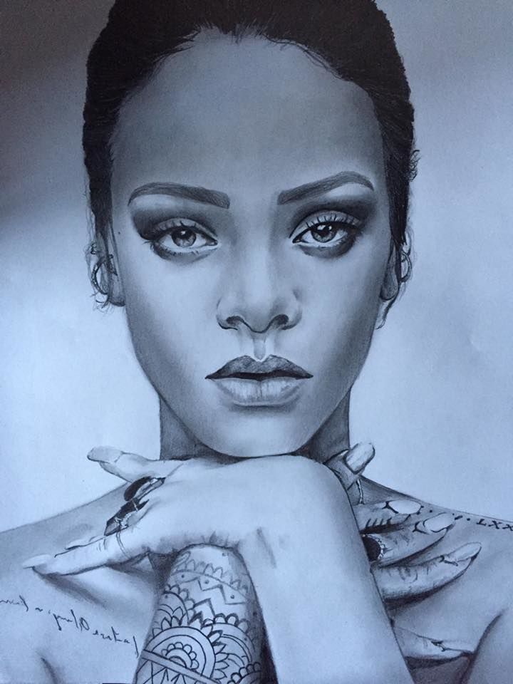 Rihanna Drawing, Pencil, Sketch, Colorful, Realistic Art Images ...