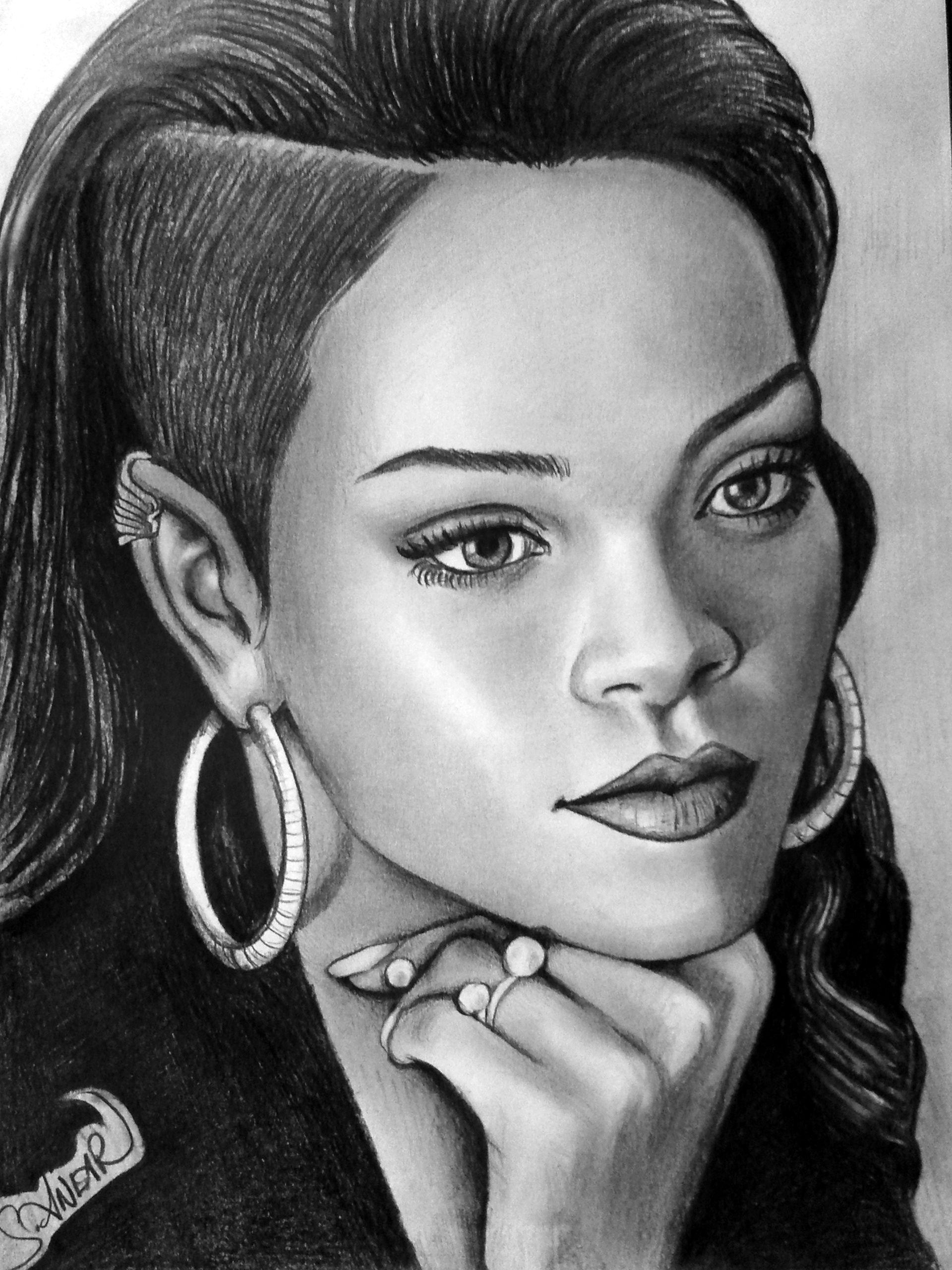 Pencil Drawings Of Rihanna