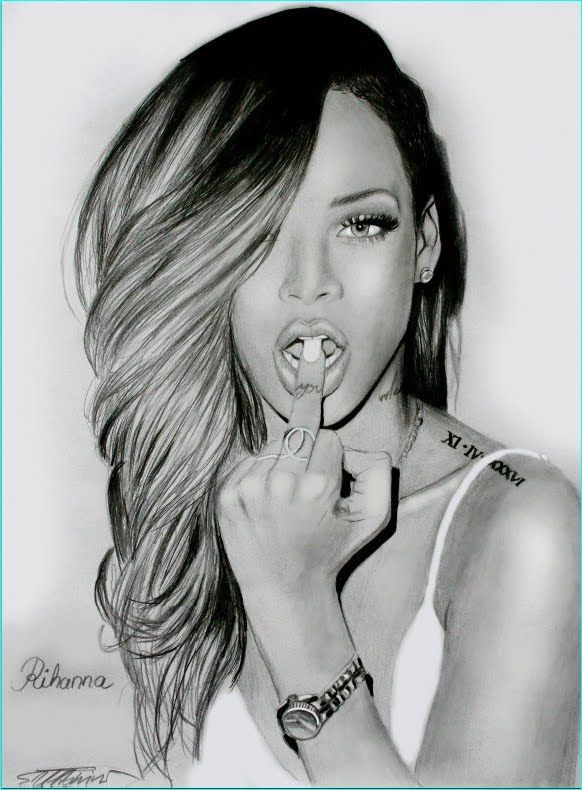 Rihanna Drawing Sketch
