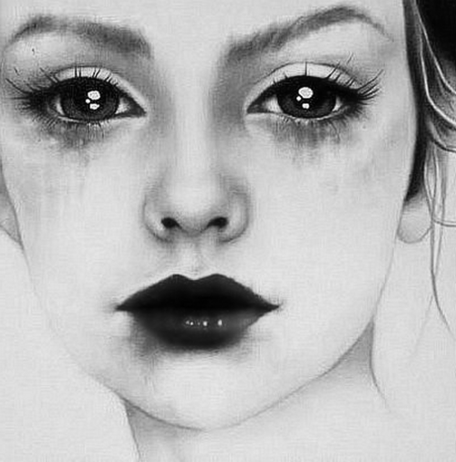 Sad Girl Face Drawing Pics