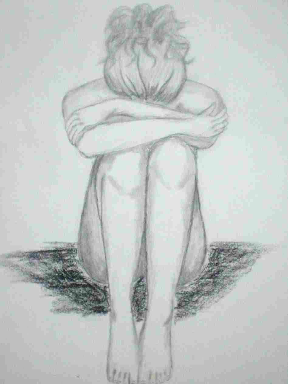 Sad Little Girl Crying Drawing Pic
