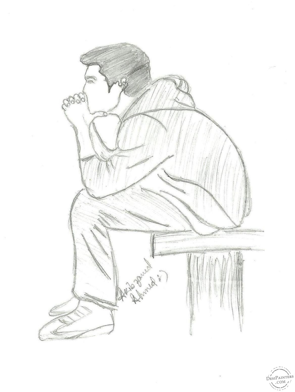 Sad Lonely Boy Drawing Image