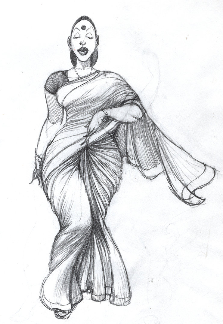 Saree Drawing Images