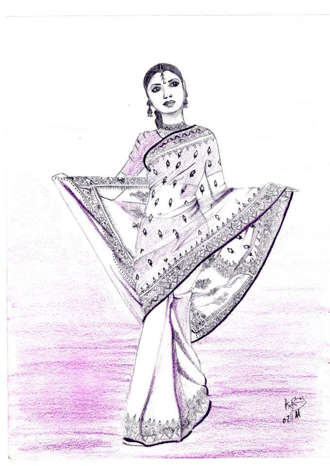 Saree Drawing Photo