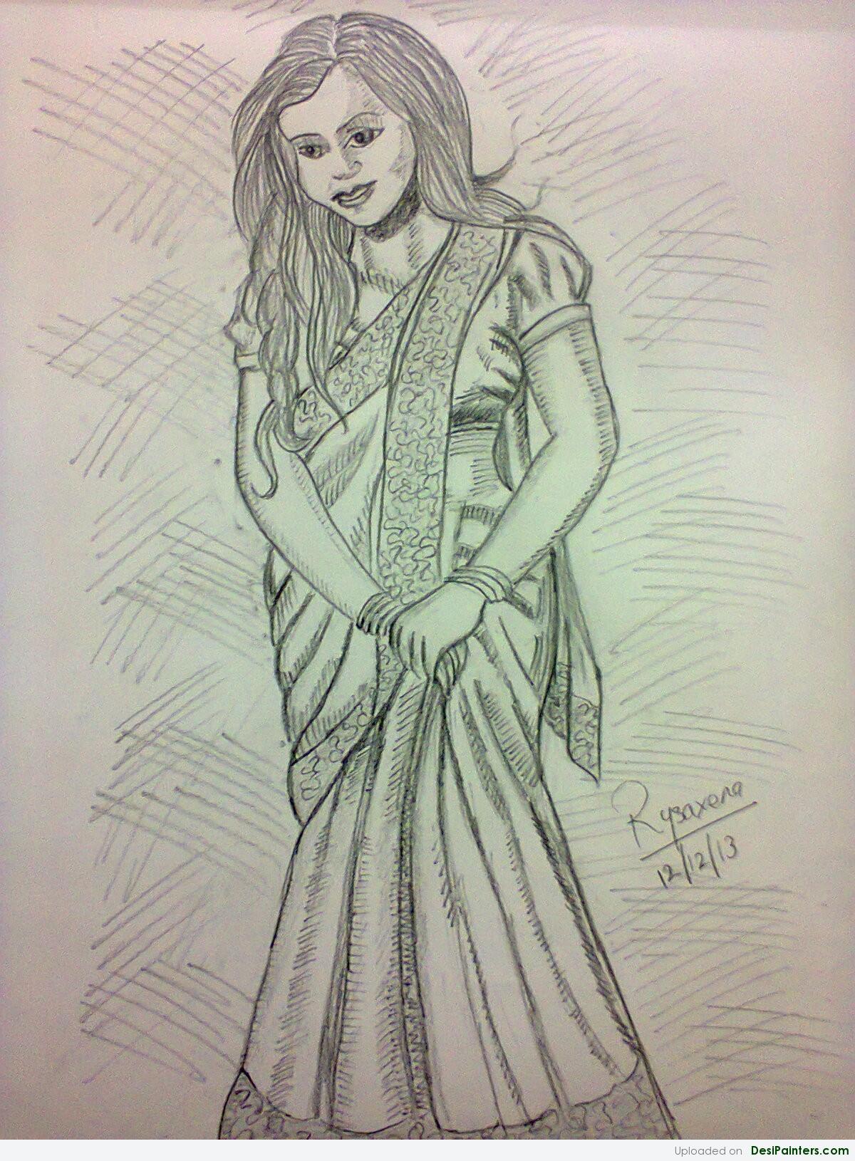 Saree Drawing Pics