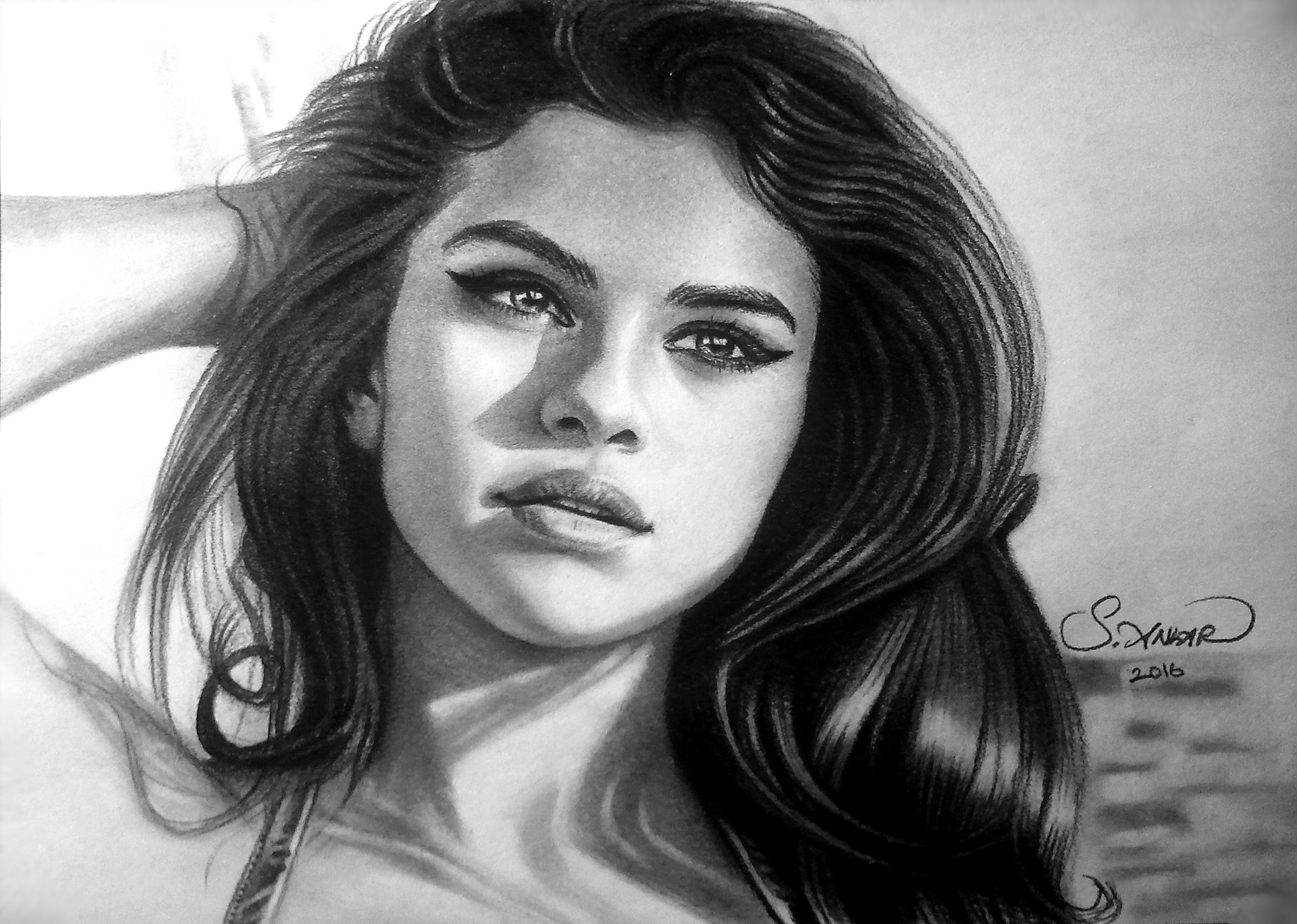 Selena Gomez Drawing Beautiful Image