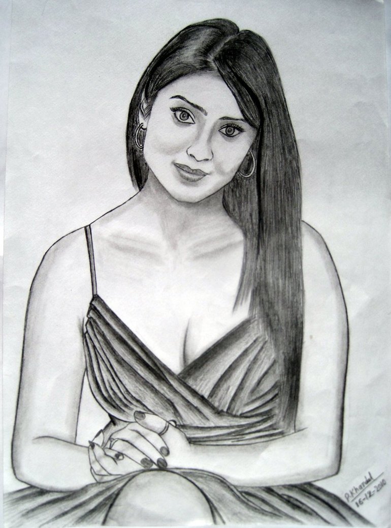 Shriya Saran Drawing Sketch