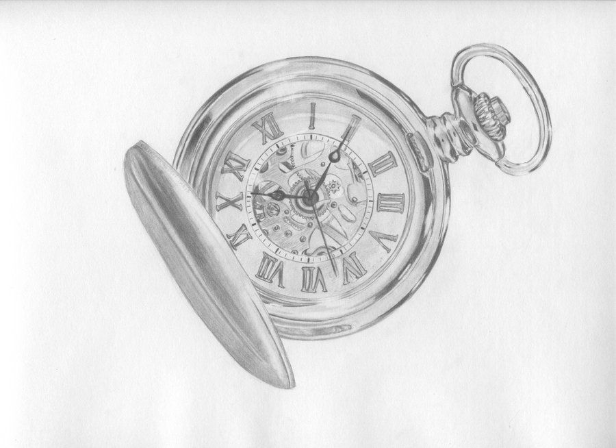 Simple Pocket Watch Drawing Image