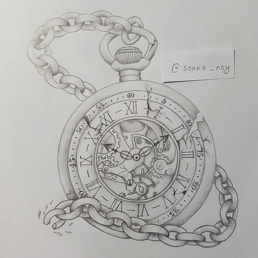 Simple Pocket Watch Drawing Photo
