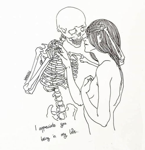 Skeleton Lovers Art Drawing