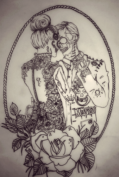 Skeleton Lovers Drawing High-Quality