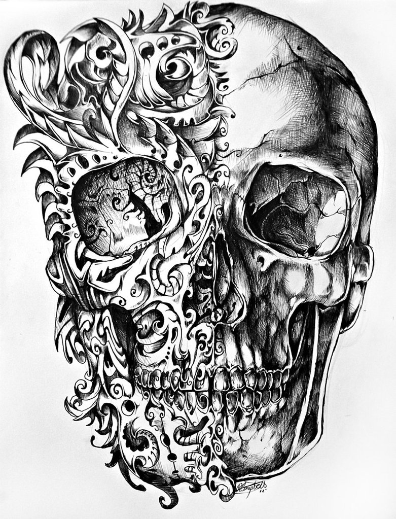 Skull Head Drawing High-Quality