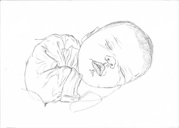 Sleeping Baby Drawing Image