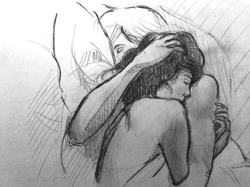 Sleeping Couple Art Drawing