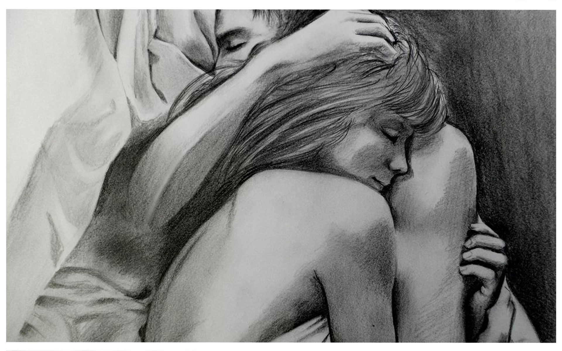 Sleeping Couple Drawing Art