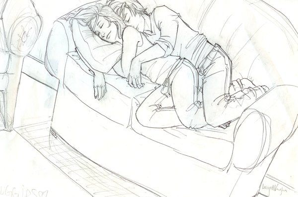 Sleeping Couple Drawing Image