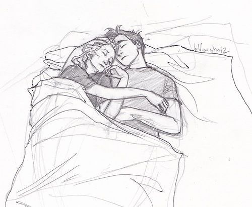 sleeping couple drawing