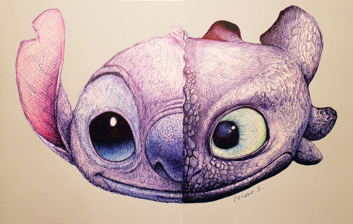 Toothless Stitch Art Drawing