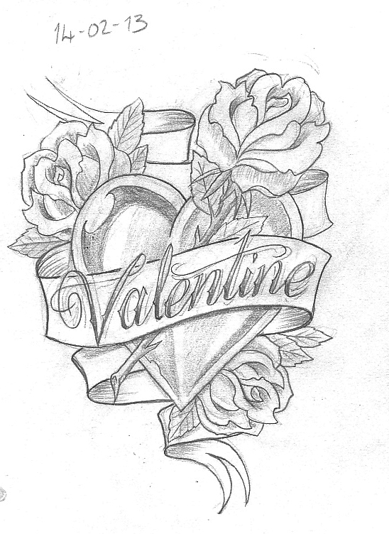 Valentines Day Rose Drawing Beautiful Image