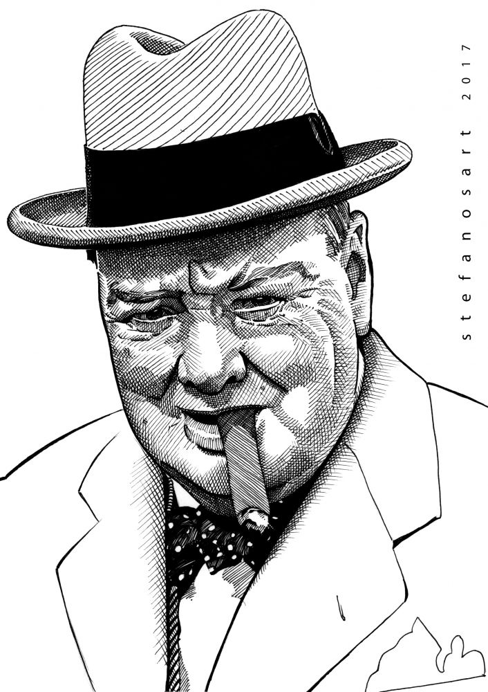 Winston Churchill Drawing Sketch