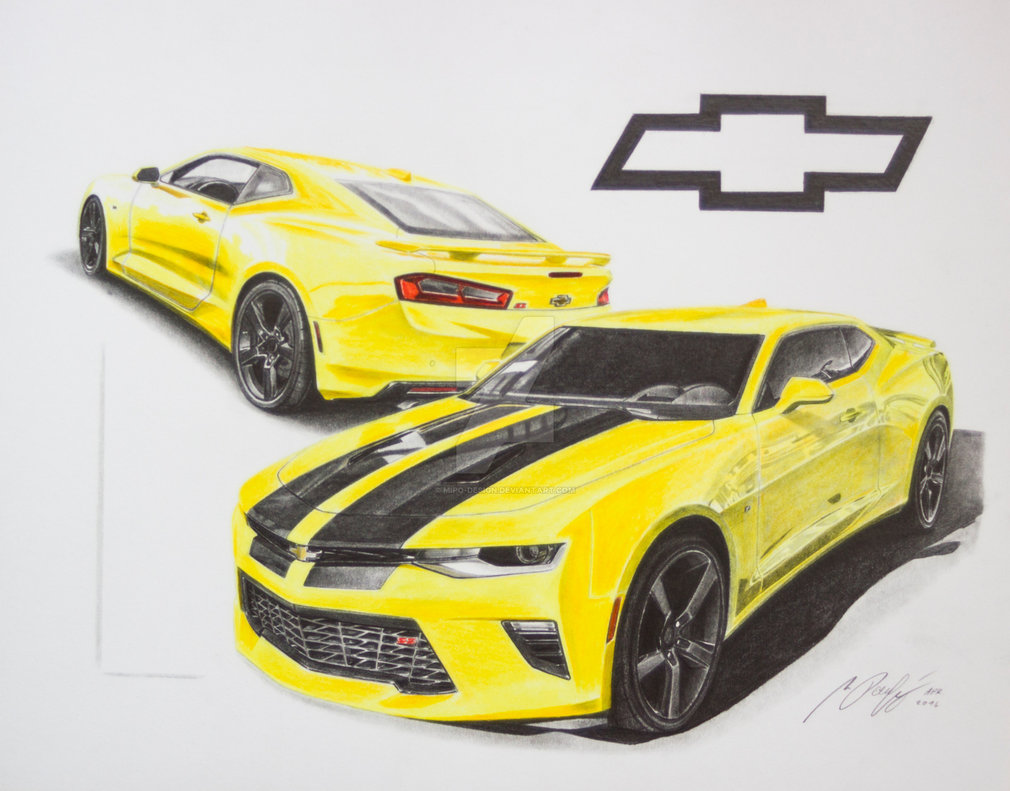 Yellow Camaro Drawing Art