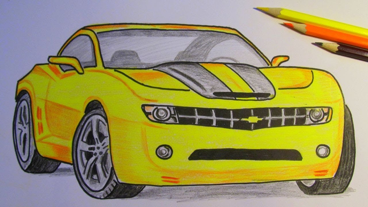 Yellow Camaro Drawing Best