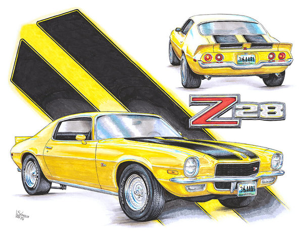 Yellow Camaro Drawing Image