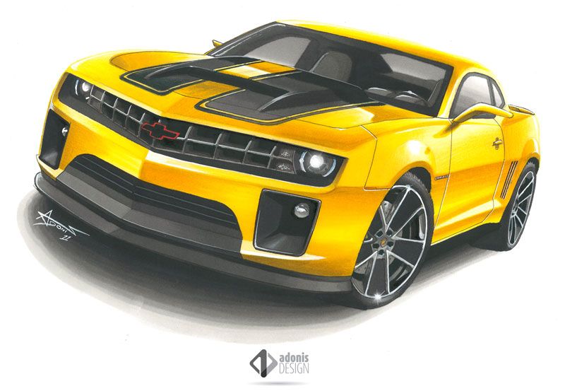 Yellow Camaro Drawing Picture