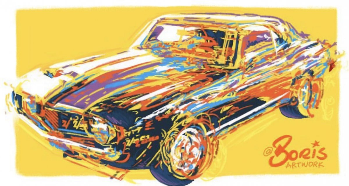 Yellow Camaro Drawing Sketch