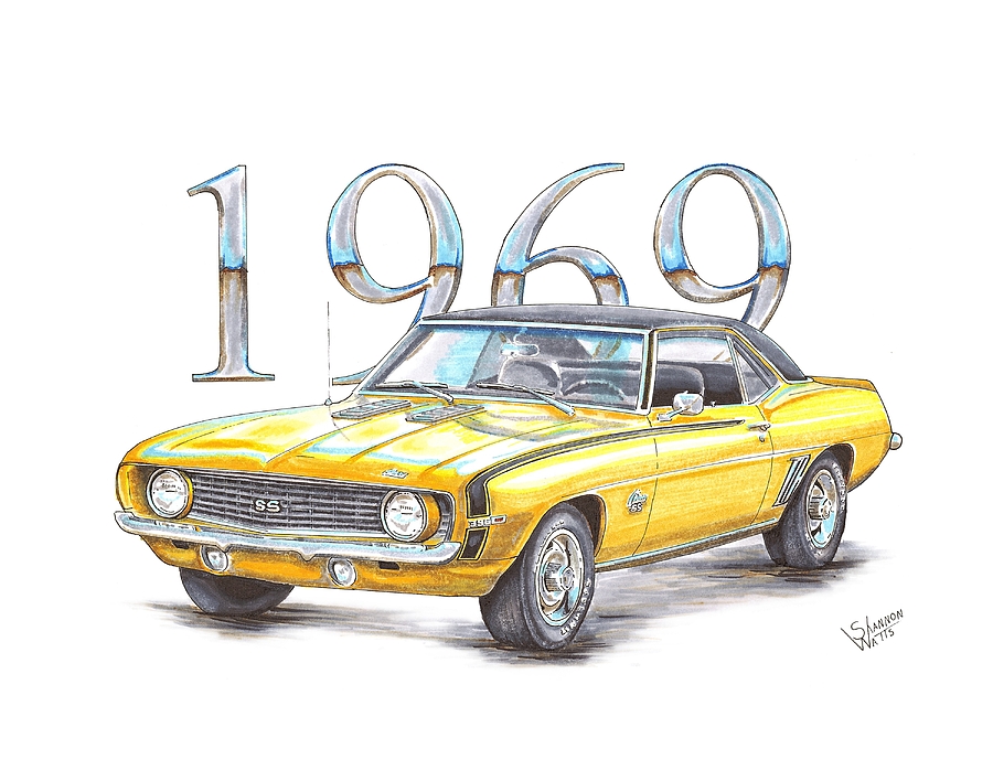 Yellow Camaro Drawing