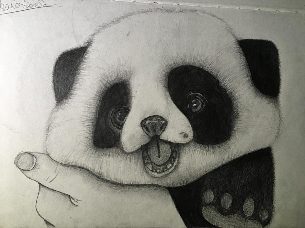 Vector illustration panda on the bamboo. Cute baby panda drawing. Tattoo  sketch. Stock Vector | Adobe Stock