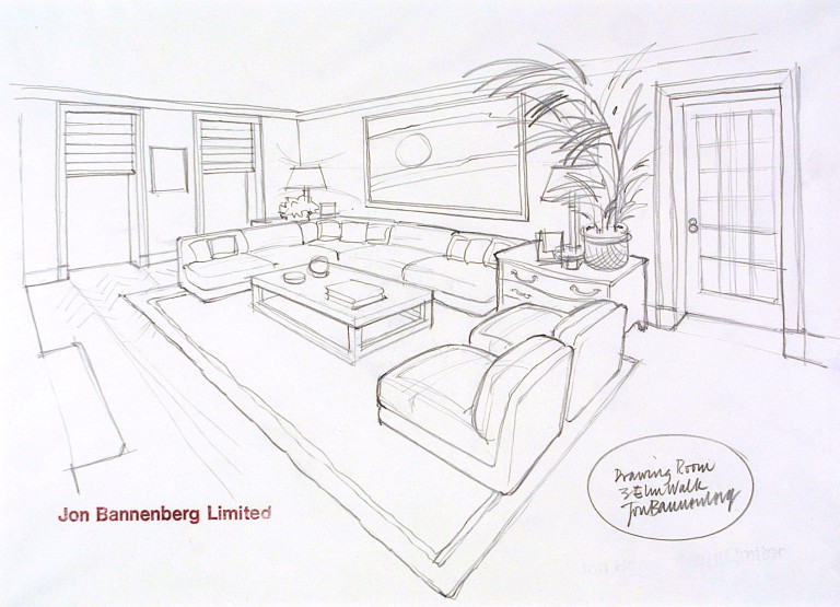 Bedroom Design Drawing Sketch
