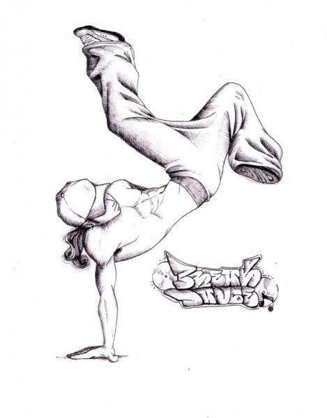 Breakdancer Drawing High-Quality