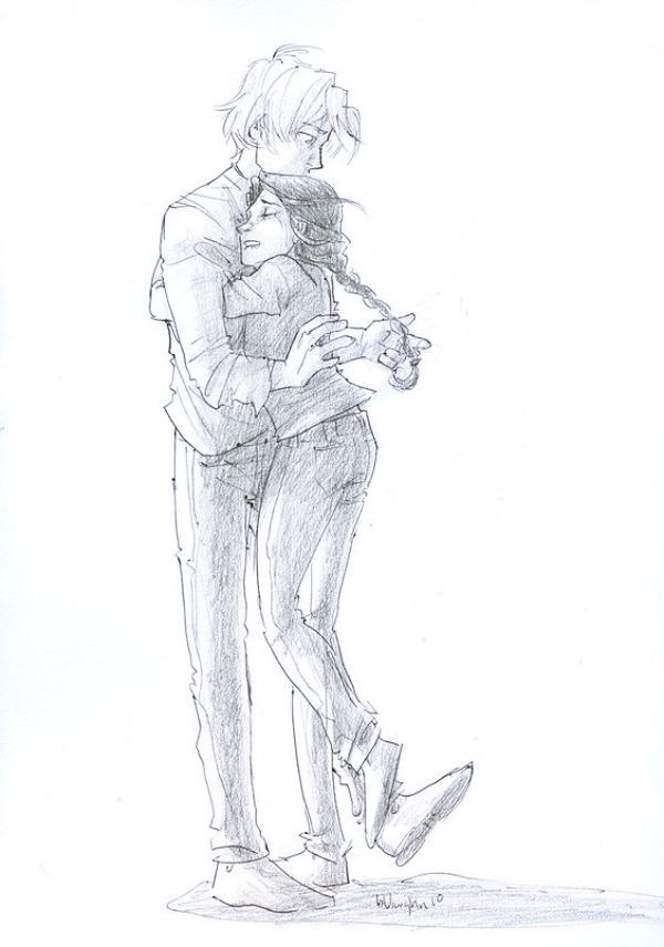 Couple Hugging Art Drawing