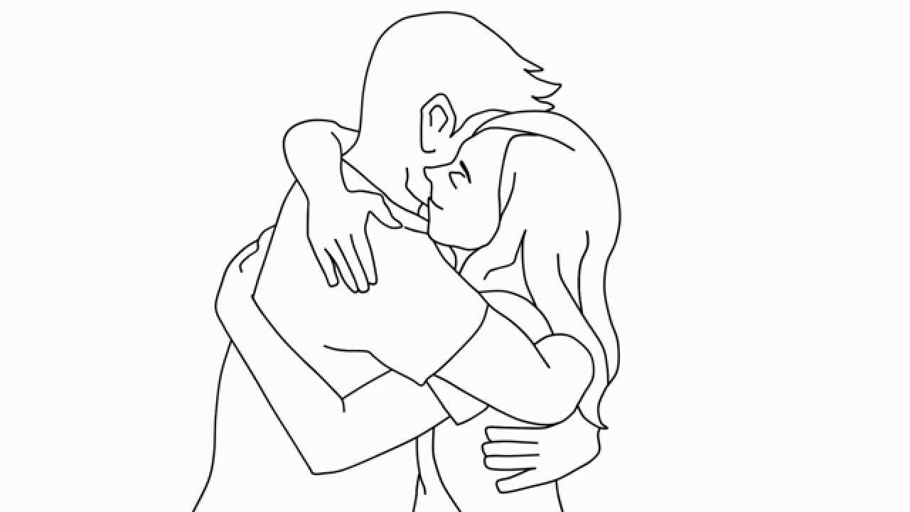 Couple Hugging Drawing Amazing