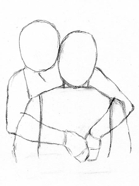 Couple Hugging Drawing Art