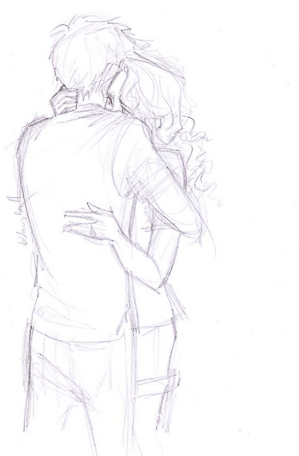 Couple Hugging Drawing High-Quality