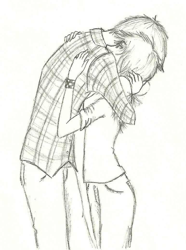 Couple Hugging Drawing Photo