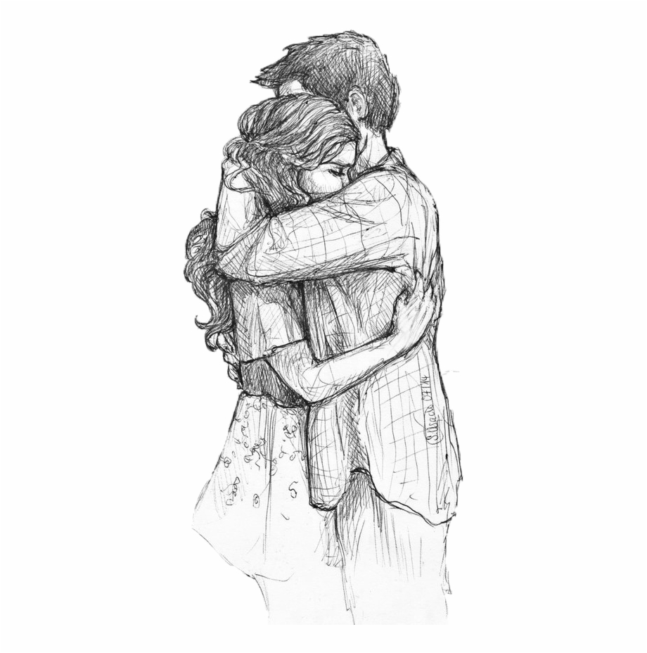 Couple Hugging Drawing Pics