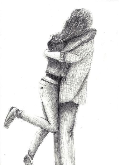 Couple Hugging Drawing Picture