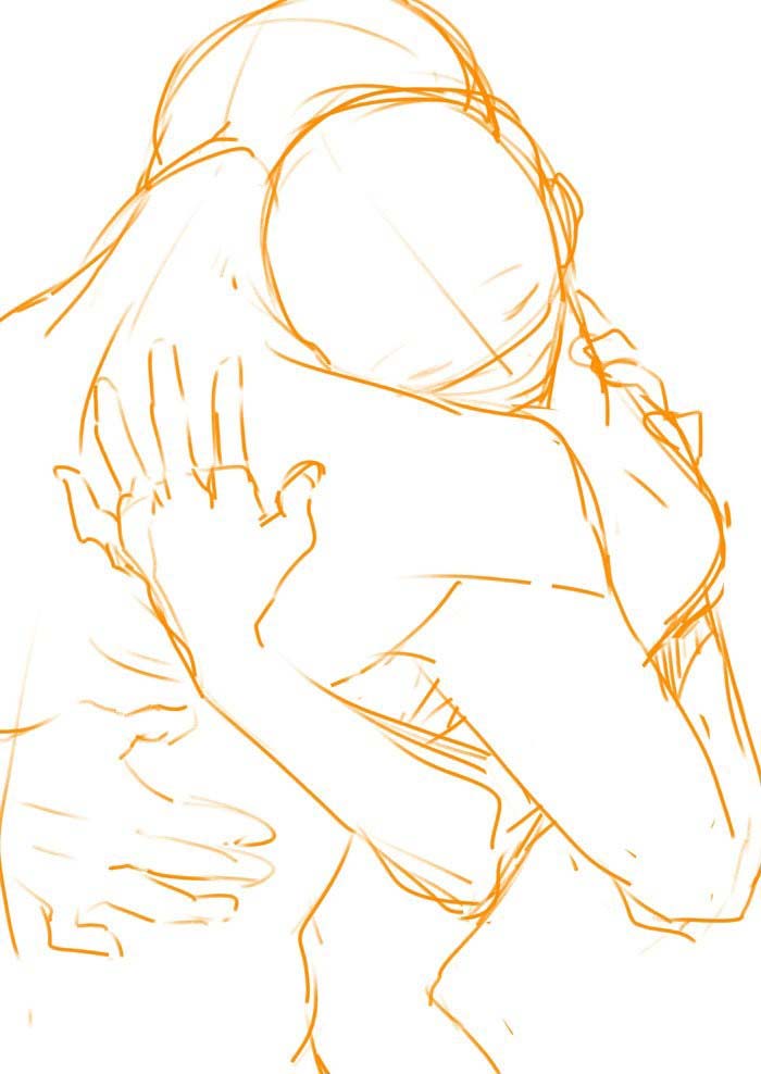 Couple Hugging Drawing Realistic