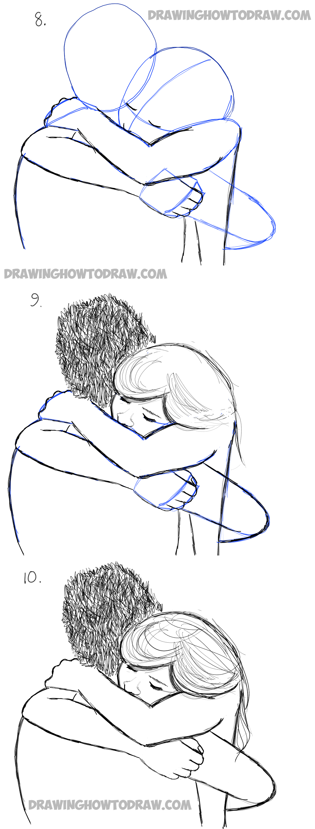 Couple Hugging Drawing Sketch