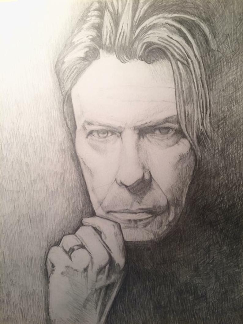 David Bowie Drawing High-Quality