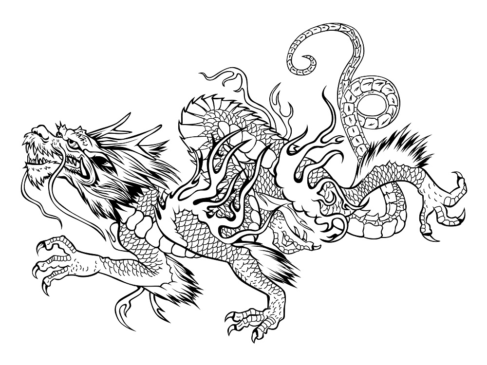 Dragon Kanji Drawing Beautiful Image