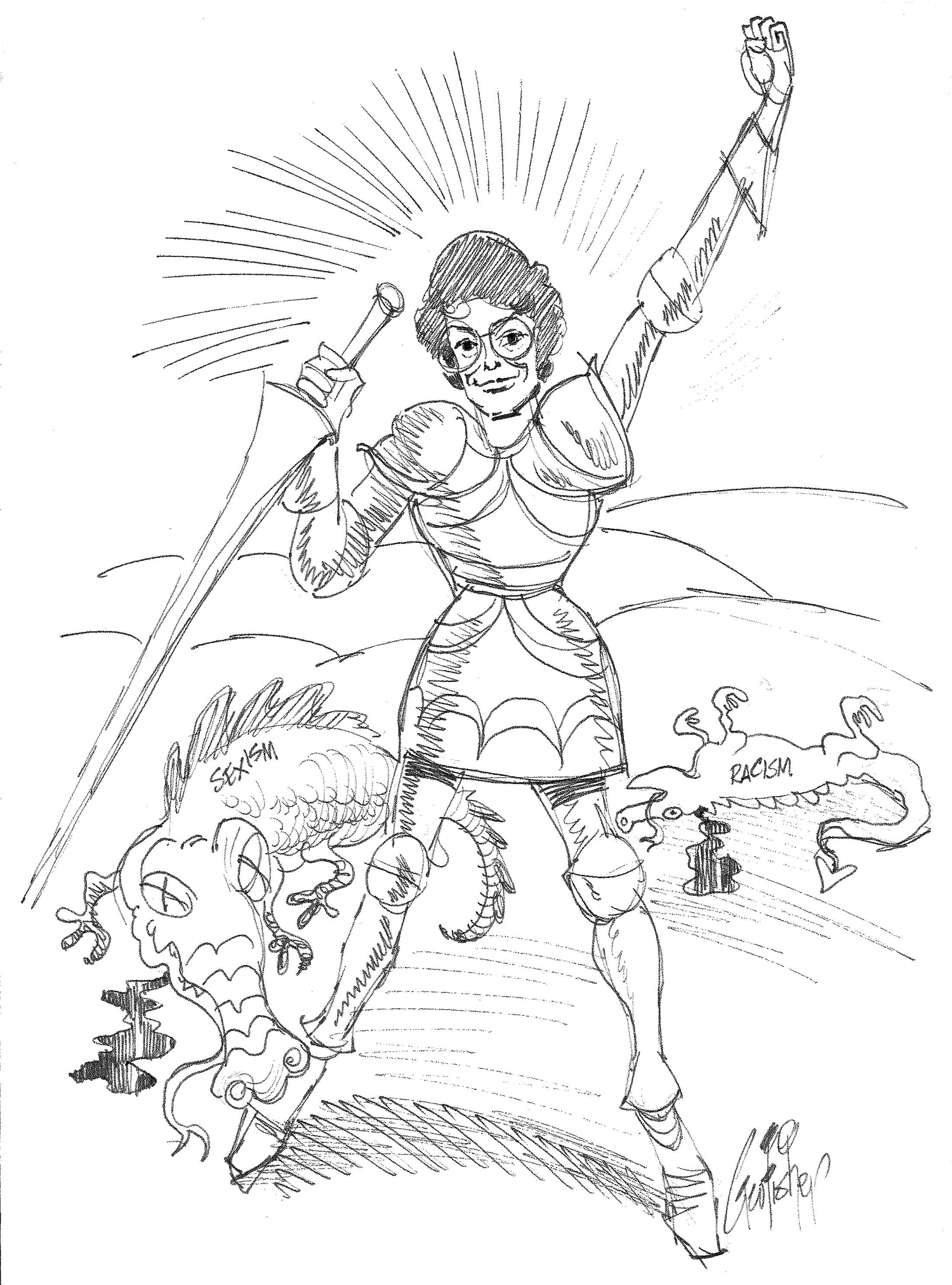 Dragon Slayer Drawing Sketch